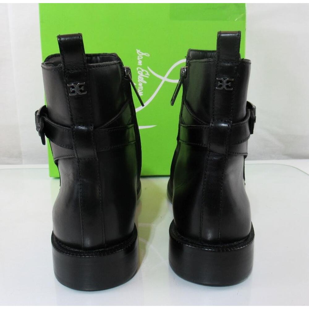 Women's Sam Edelman Nolynn Buckled Zip Ankle Boots Booties Black Leather Size 9 - Picture 7 of 9
